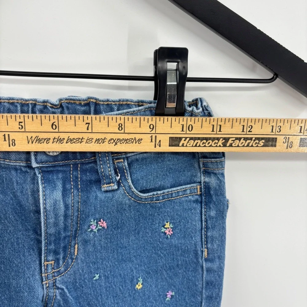 Old Navy Girls‎ Embroidered High Rise Flare Jeans 6 Medium Wash Floral Boho 70s